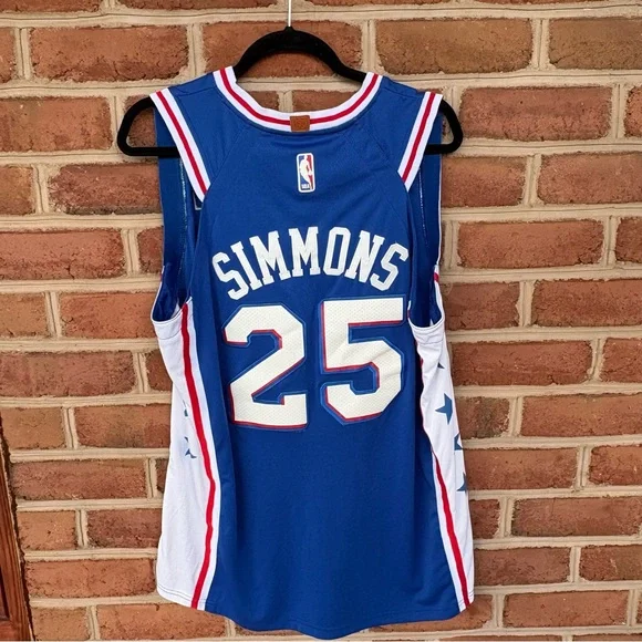 Red white and blue Philadelphia 76ers NBA Jersey. Ben Simmons. Nike - Picture 5 of 11